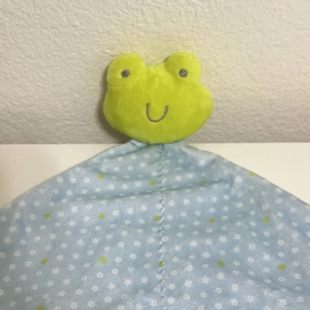Precious Firsts by Carter's Frog Security Blanket Lovey Rattle Green Blue Floral